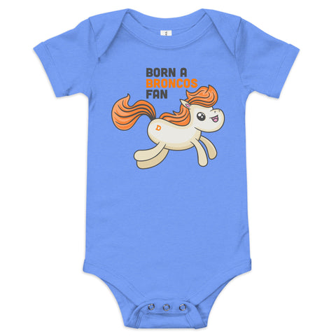 Adorable! Born a Broncos Fan | Baby short sleeve one piece | One piece bodysuit romper | Denver Pajamas baby | CO Gift